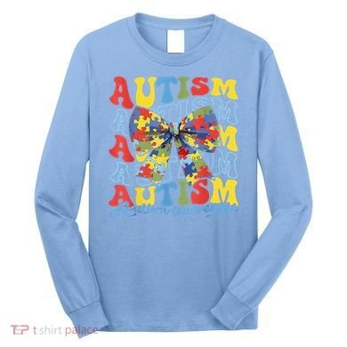 Autism Awareness Coquette Bow Autism Awareness Day Puzzle Long Sleeve Shirt