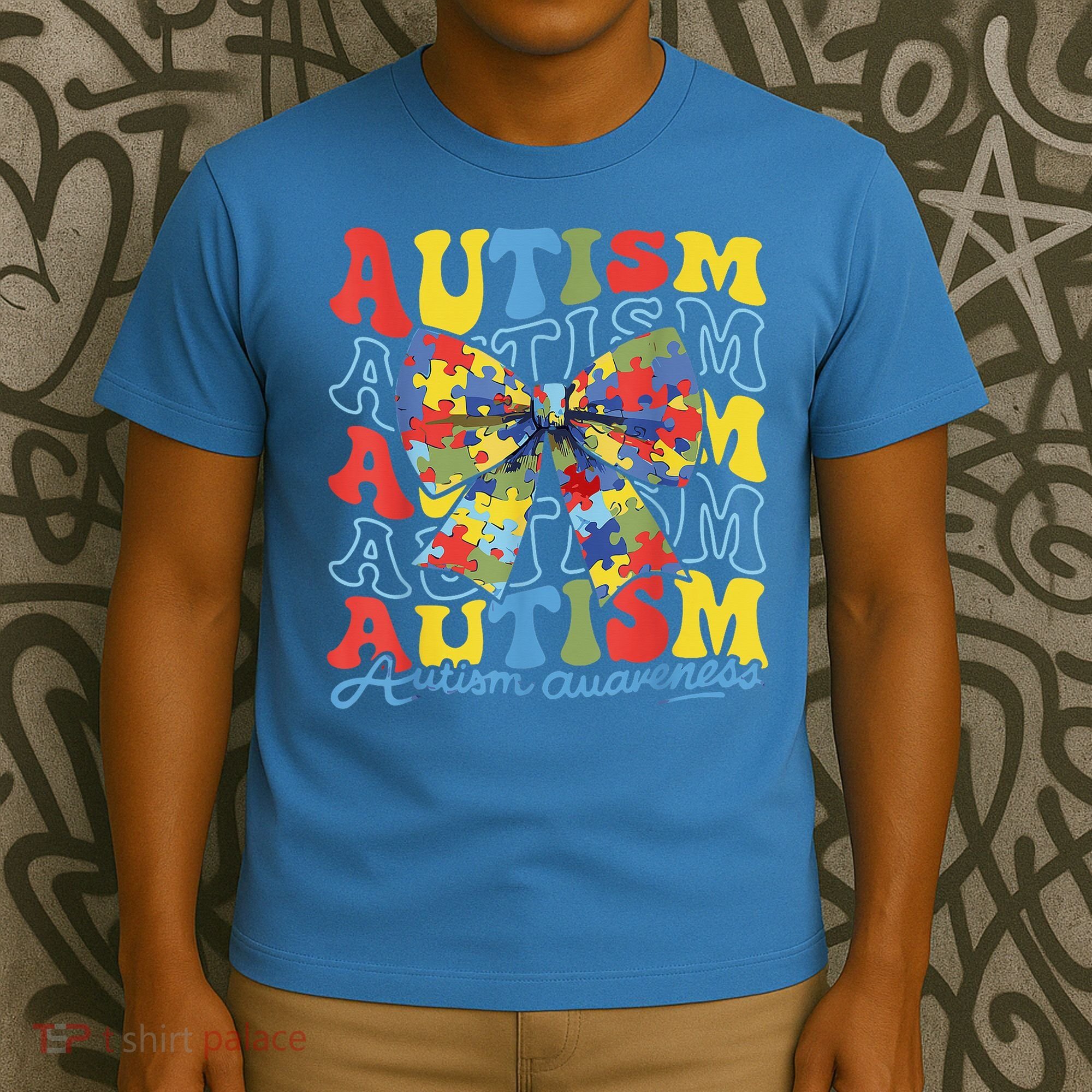 Autism Awareness Coquette Bow Autism Awareness Day Puzzle T-Shirt