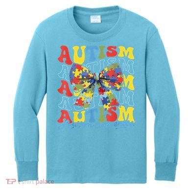 Autism Awareness Coquette Bow Autism Awareness Day Puzzle Kids Long Sleeve Shirt