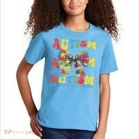 Autism Awareness Coquette Bow Autism Awareness Day Puzzle Kids T-Shirt thumb 2