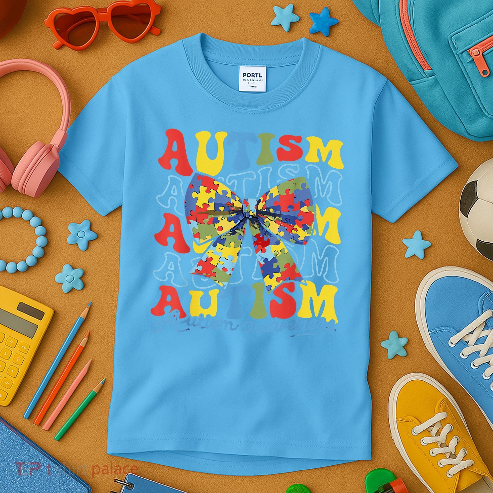 Autism Awareness Coquette Bow Autism Awareness Day Puzzle Kids T-Shirt
