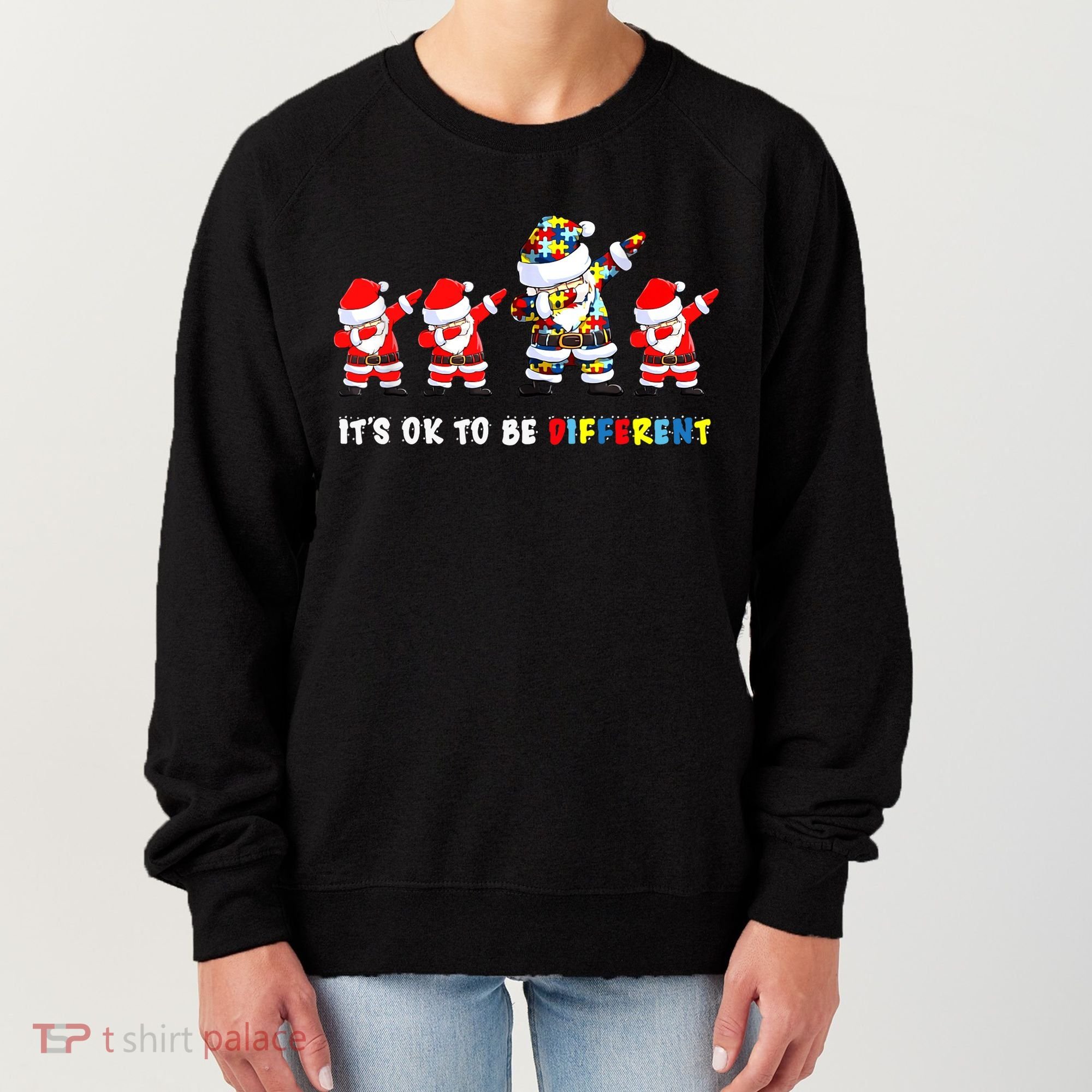 Autism Awareness Christmas It's Ok To Be Different Santa Women's Sweatshirt
