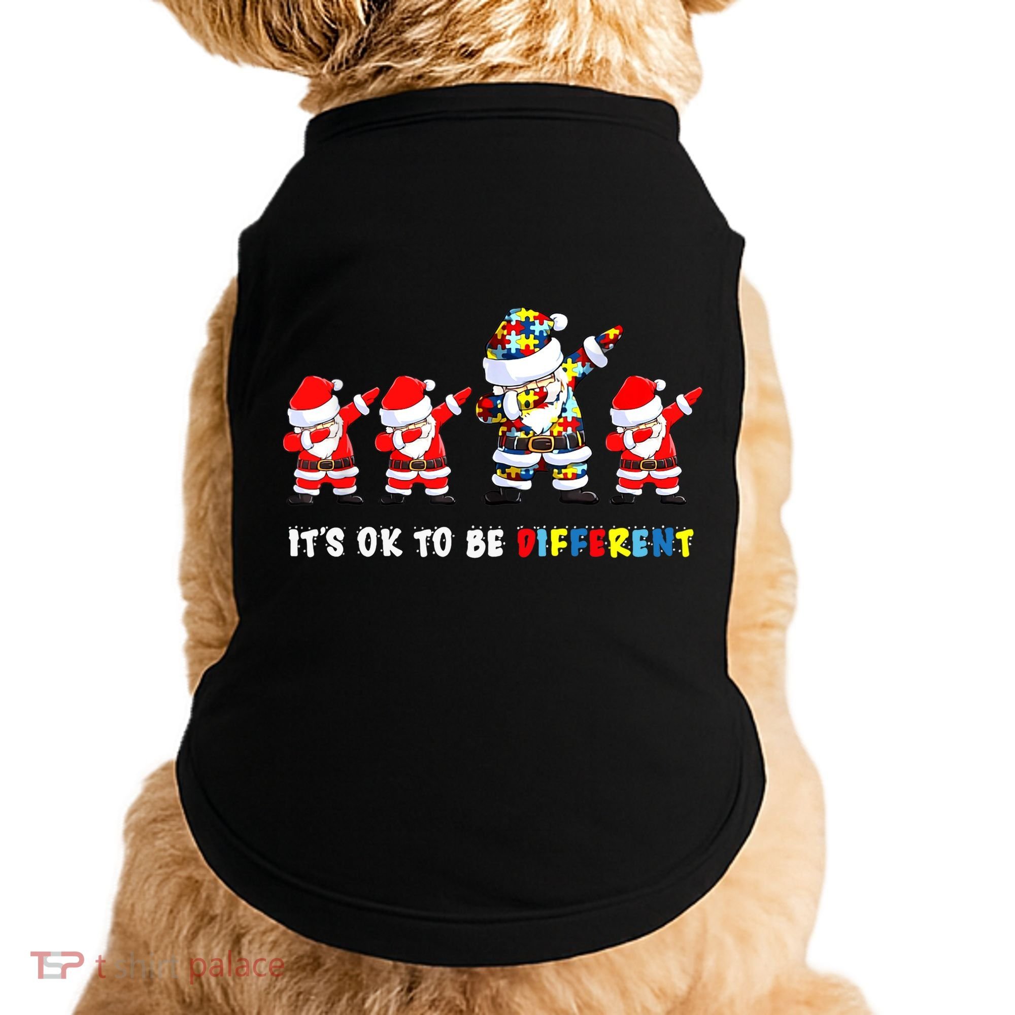 Autism Awareness Christmas It's Ok To Be Different Santa Doggie Tank