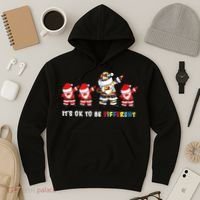 Autism Awareness Christmas It's Ok To Be Different Santa Hoodie thumb 3