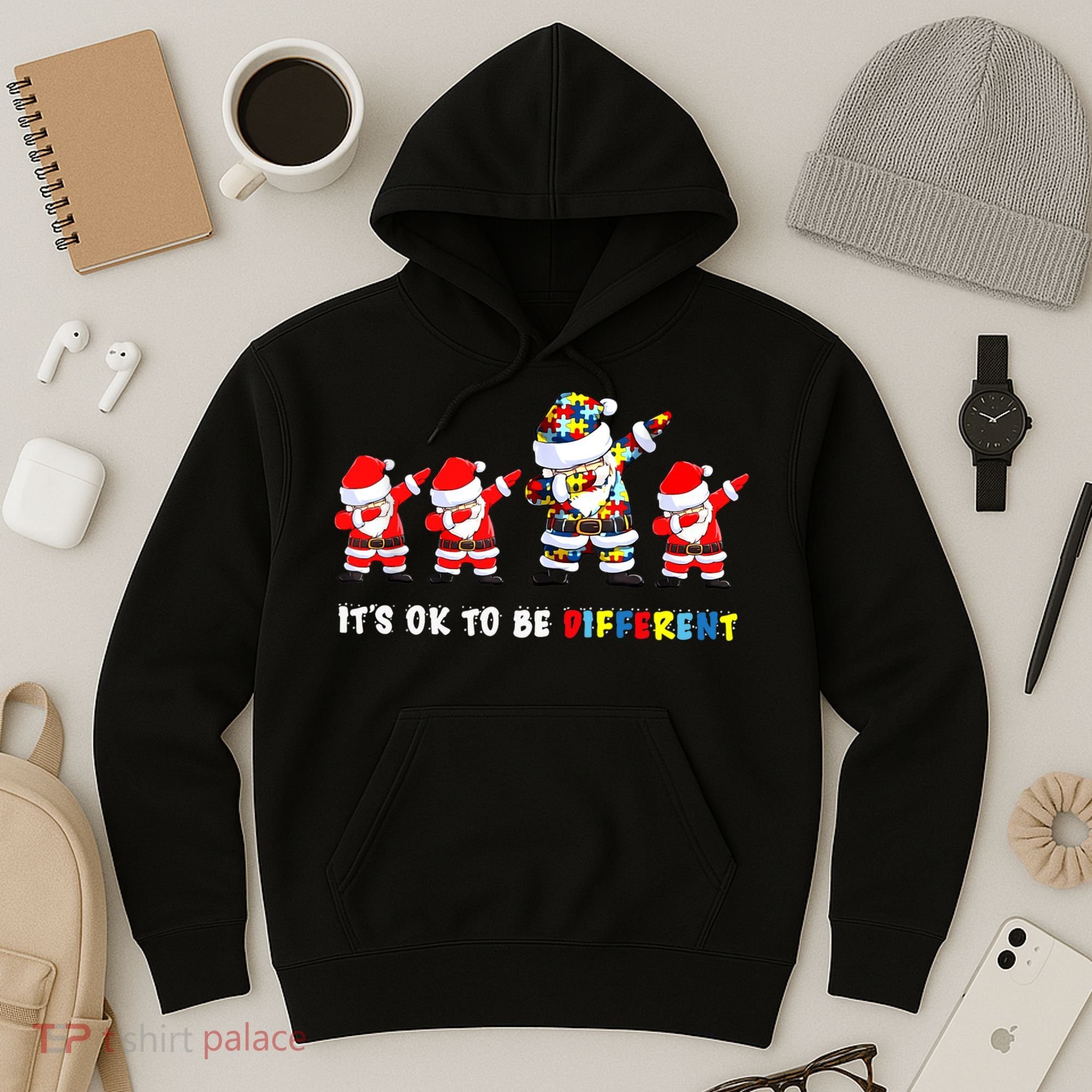 Autism Awareness Christmas It's Ok To Be Different Santa Hoodie