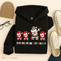 Autism Awareness Christmas It's Ok To Be Different Santa Hoodie thumb 4