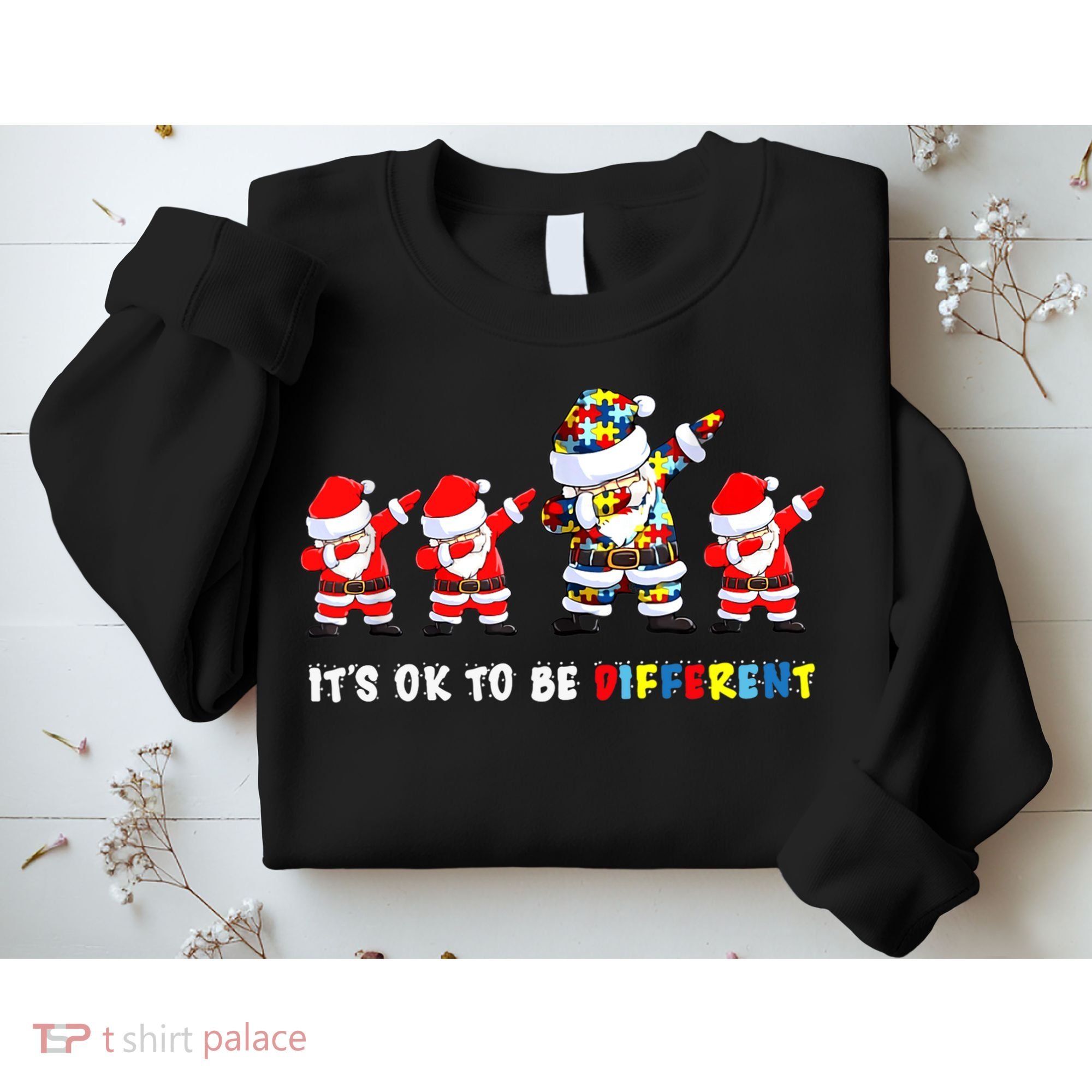 Autism Awareness Christmas It's Ok To Be Different Santa Sweatshirt