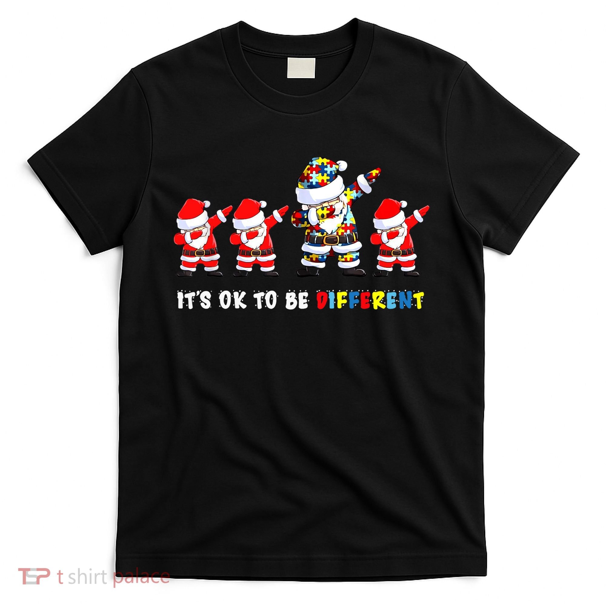 Autism Awareness Christmas It's Ok To Be Different Santa T-Shirt