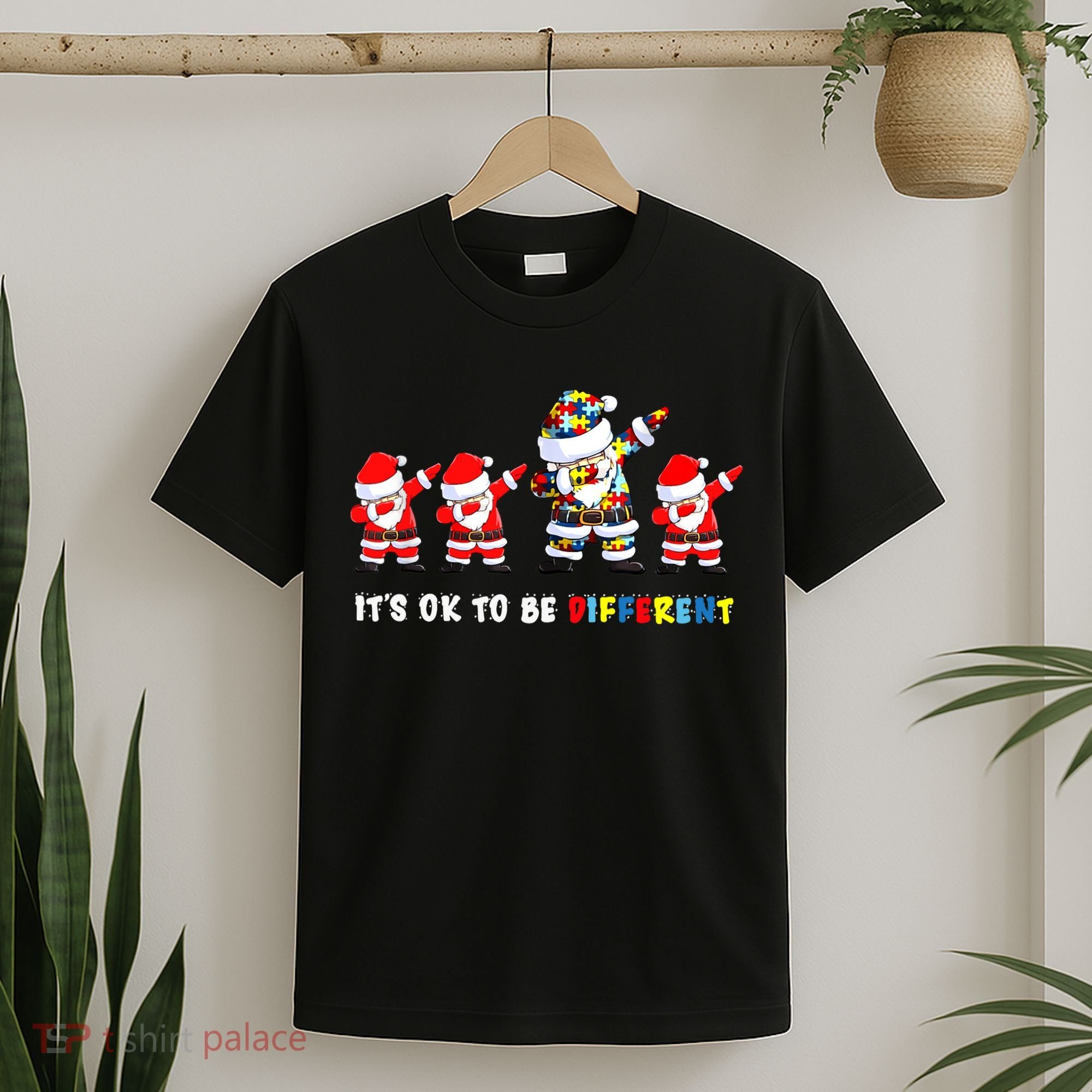 Autism Awareness Christmas It's Ok To Be Different Santa T-Shirt