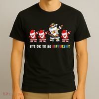 Autism Awareness Christmas It's Ok To Be Different Santa T-Shirt thumb 3
