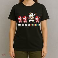Autism Awareness Christmas It's Ok To Be Different Santa T-Shirt thumb 4