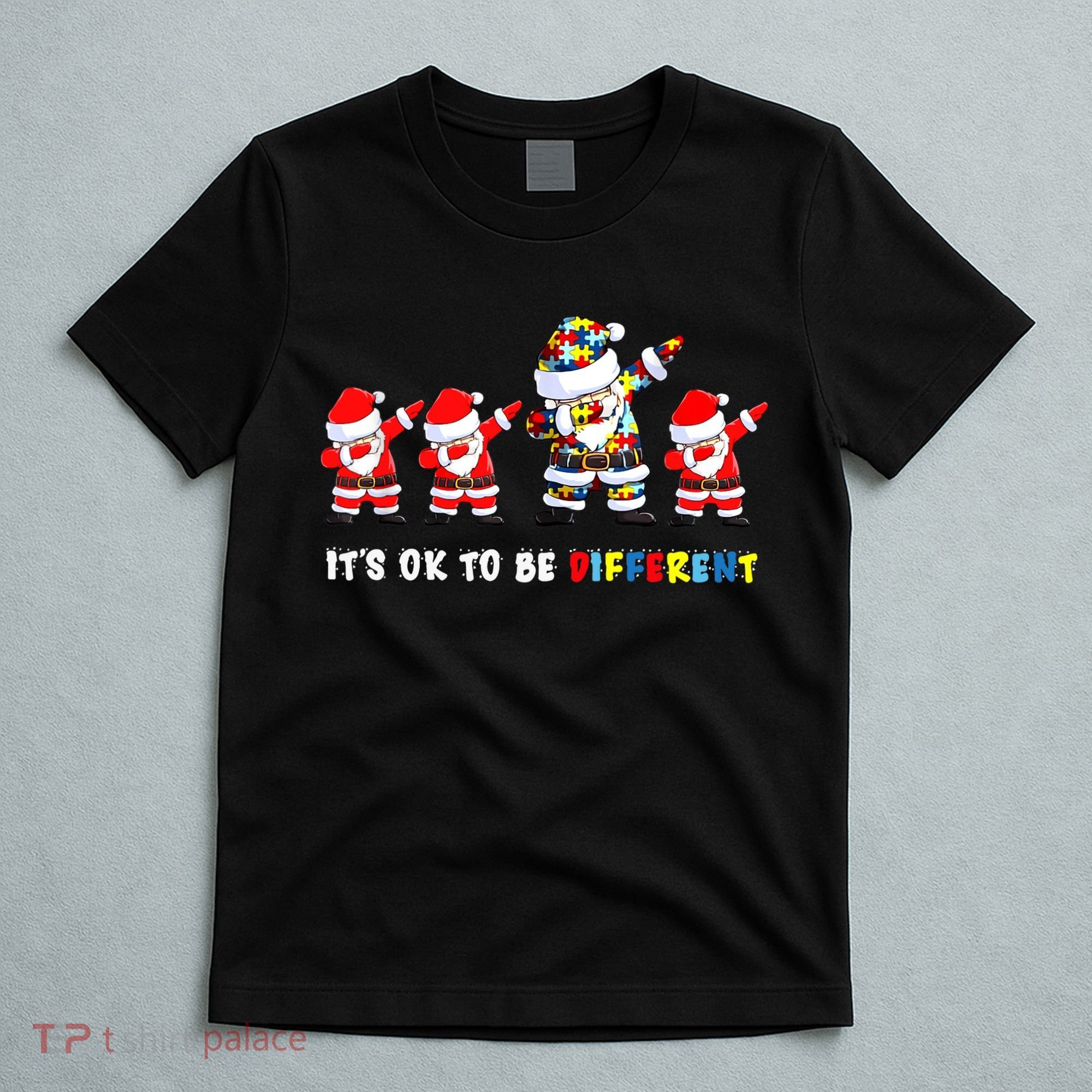 Autism Awareness Christmas It's Ok To Be Different Santa T-Shirt