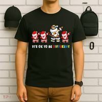 Autism Awareness Christmas It's Ok To Be Different Santa T-Shirt thumb 6