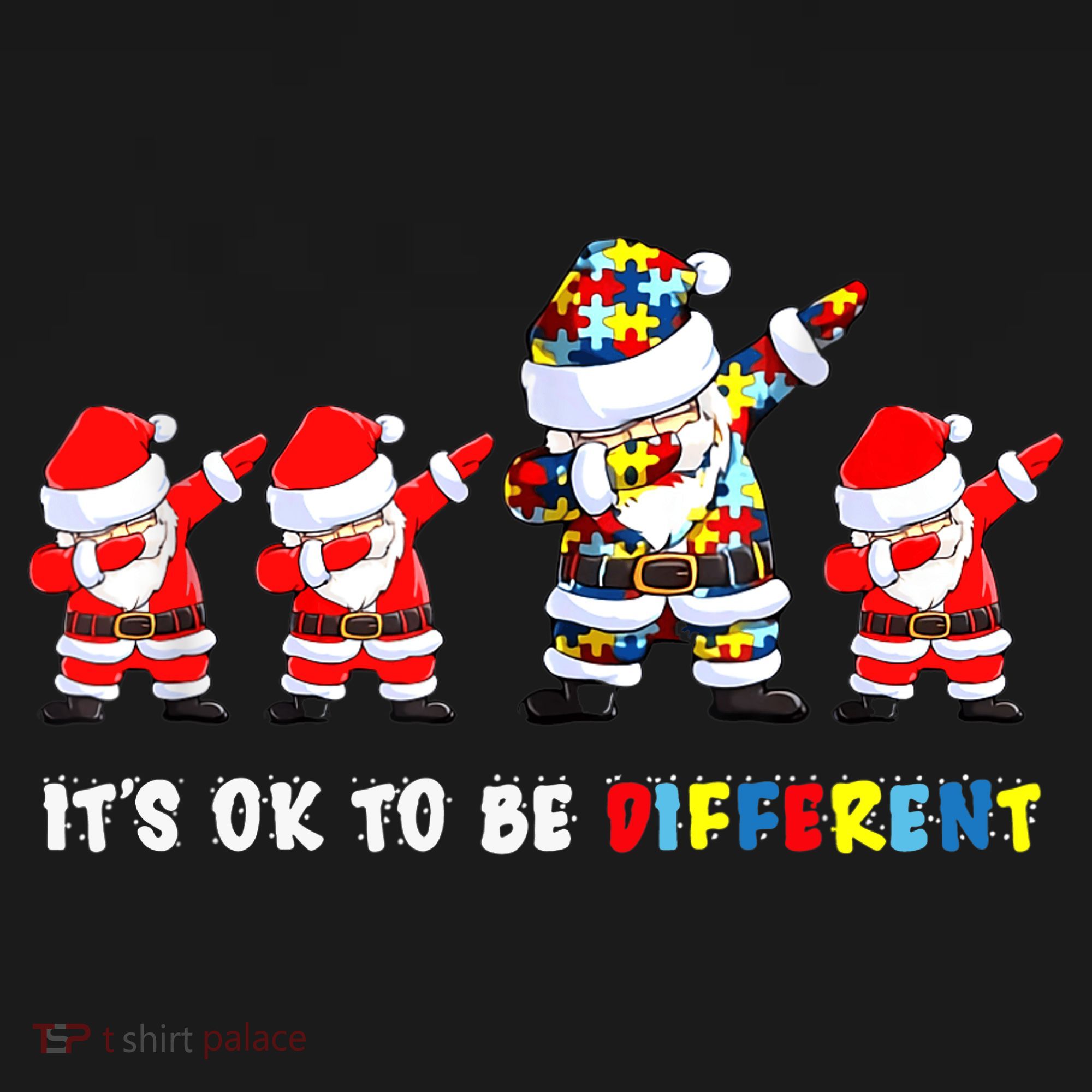 Autism Awareness Christmas It's Ok To Be Different Santa T-Shirt
