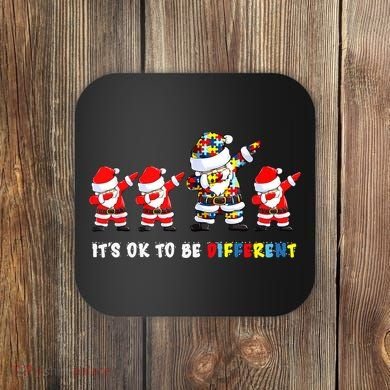 Autism Awareness Christmas It's Ok To Be Different Santa Coaster