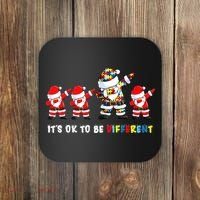 Autism Awareness Christmas It's Ok To Be Different Santa Coaster thumb 0