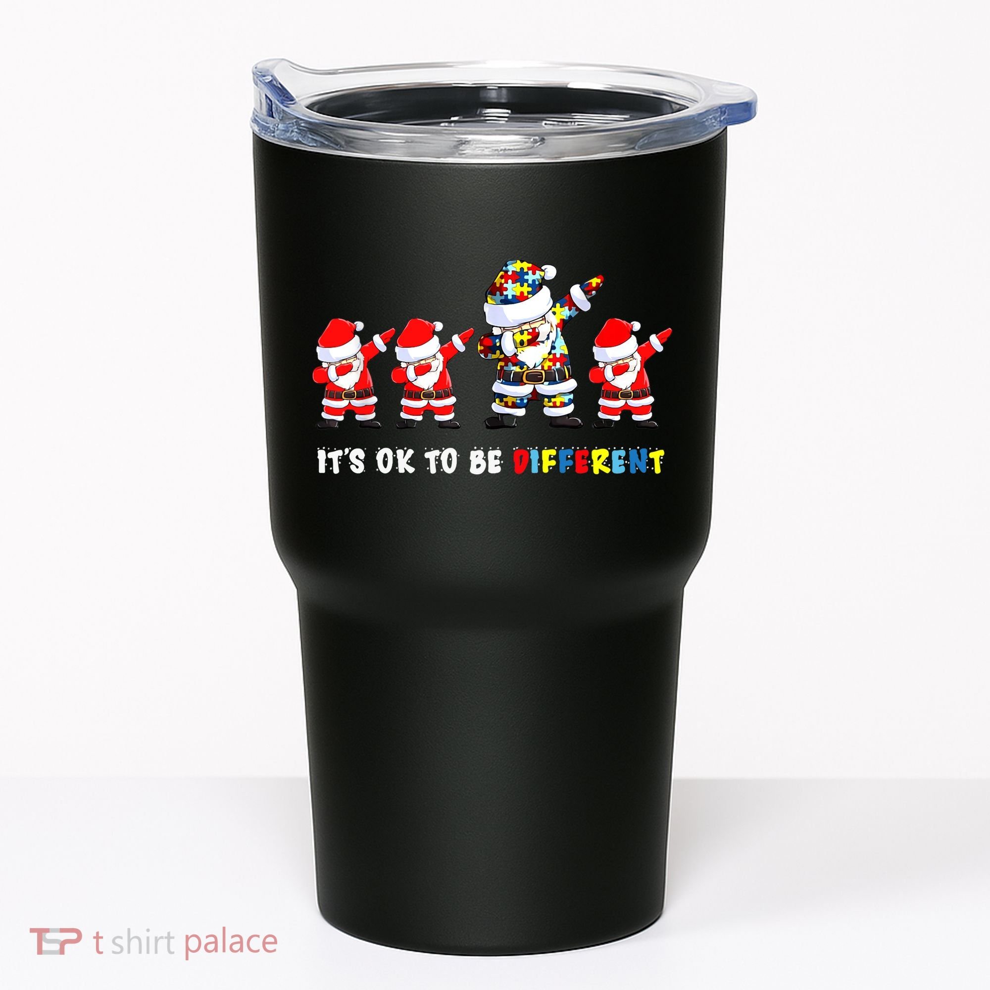 Autism Awareness Christmas It's Ok To Be Different Santa Tumbler