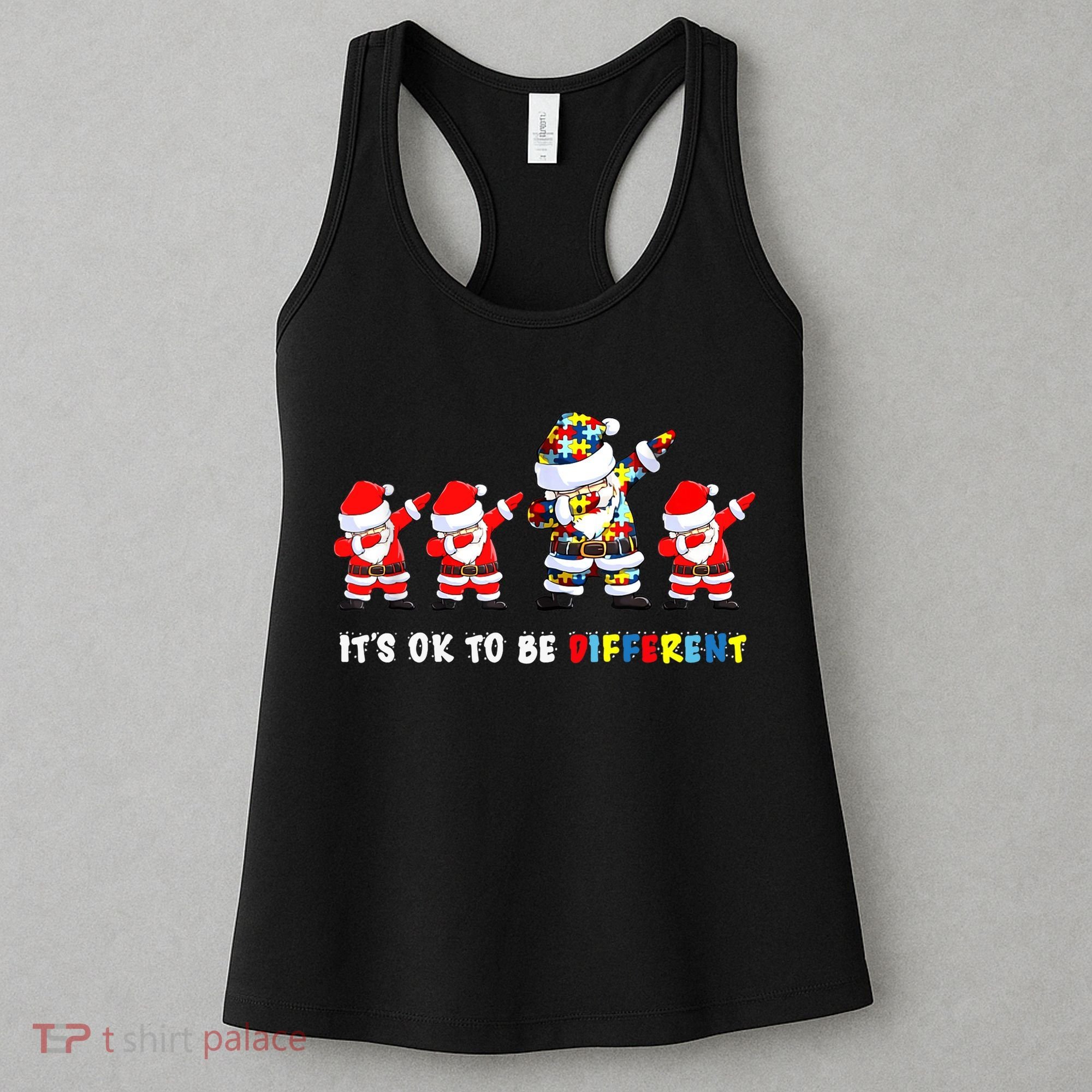 Autism Awareness Christmas It's Ok To Be Different Santa Women's Tank Top