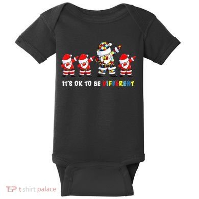 Autism Awareness Christmas It's Ok To Be Different Santa Baby Bodysuit