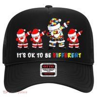 Autism Awareness Christmas It's Ok To Be Different Santa Hat thumb 0