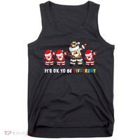 Autism Awareness Christmas It's Ok To Be Different Santa Tank Top thumb 0