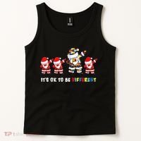 Autism Awareness Christmas It's Ok To Be Different Santa Tank Top thumb 2