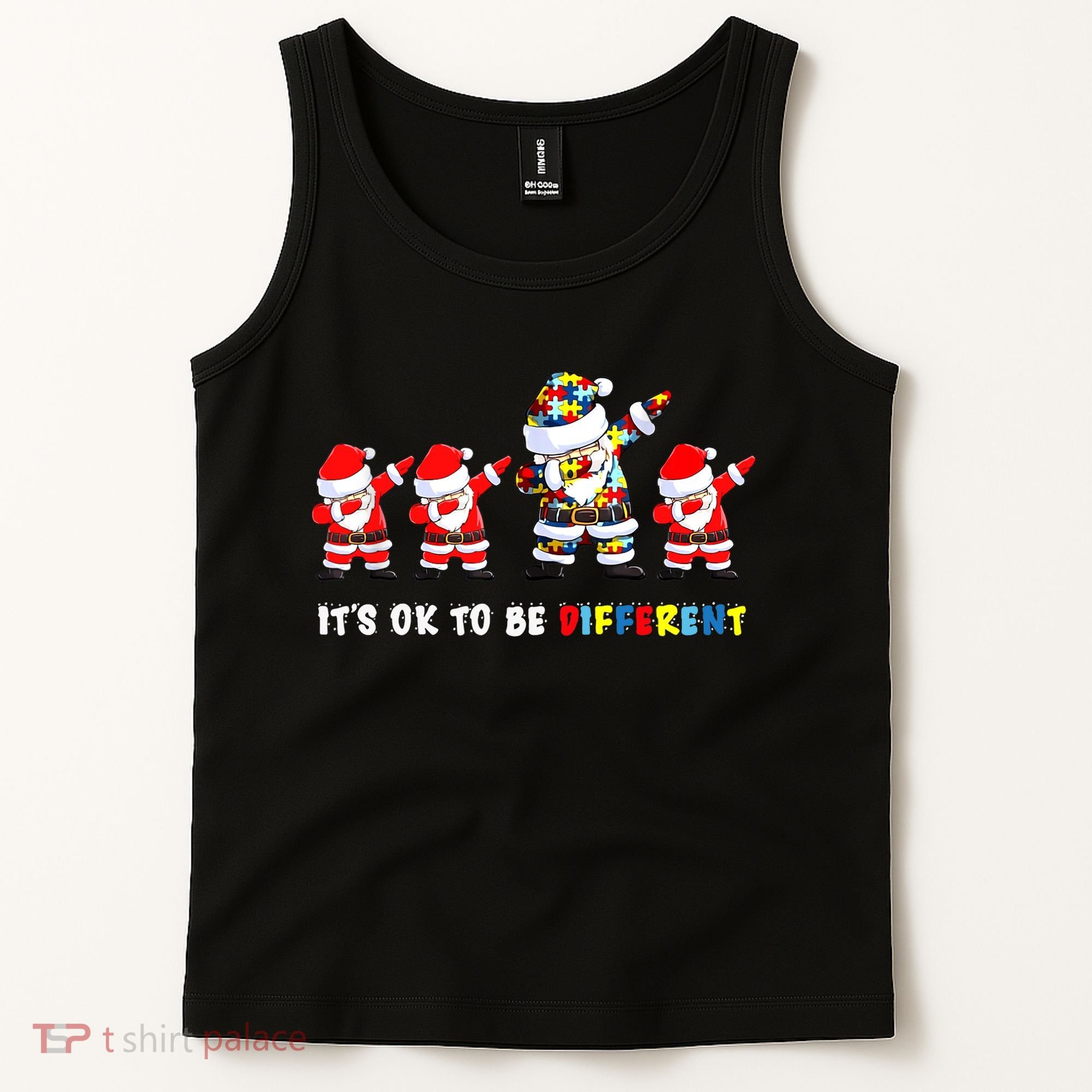 Autism Awareness Christmas It's Ok To Be Different Santa Tank Top