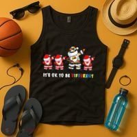 Autism Awareness Christmas It's Ok To Be Different Santa Tank Top thumb 4