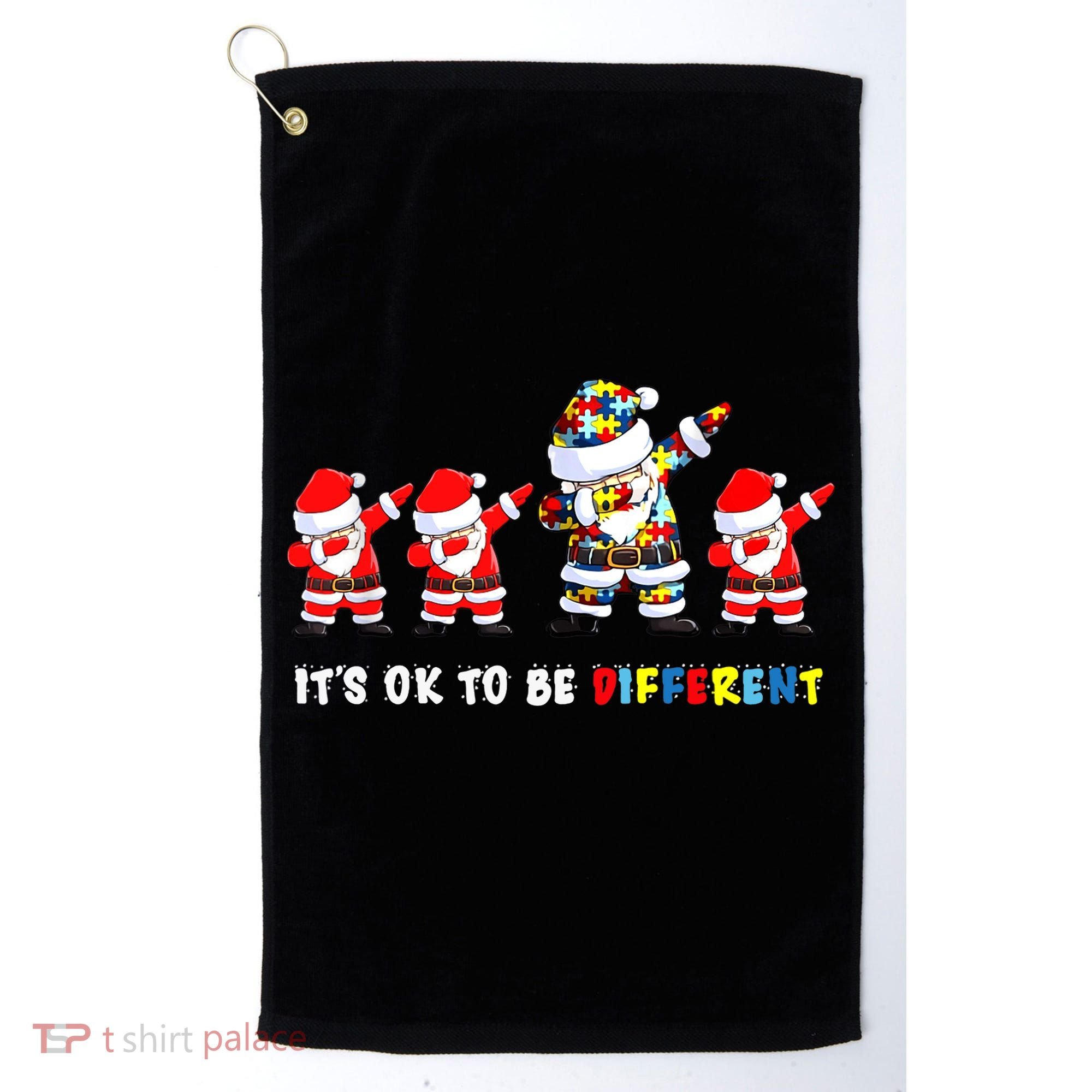 Autism Awareness Christmas It's Ok To Be Different Santa Golf Towel