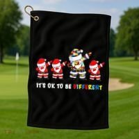 Autism Awareness Christmas It's Ok To Be Different Santa Golf Towel thumb 1
