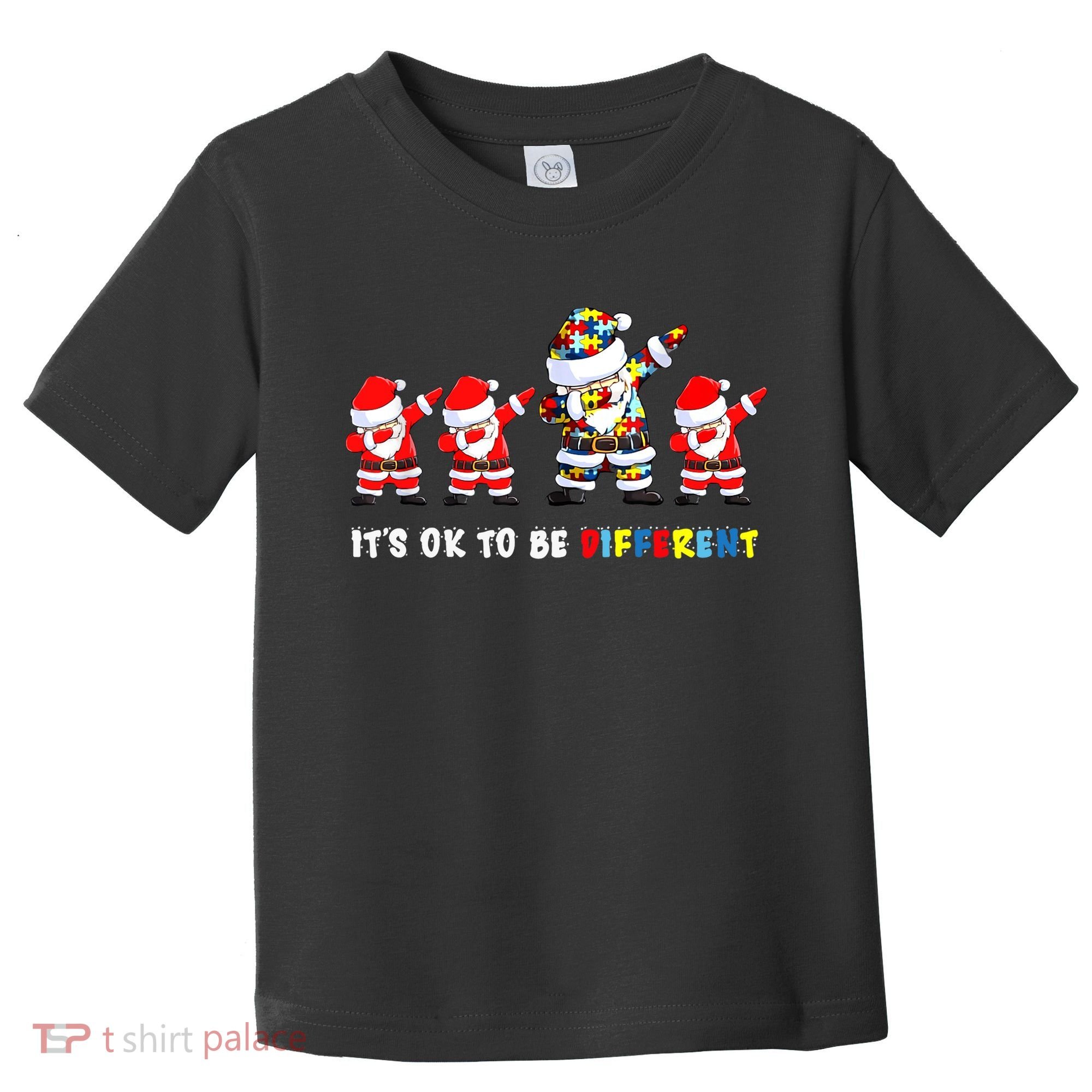 Autism Awareness Christmas It's Ok To Be Different Santa Toddler T-Shirt