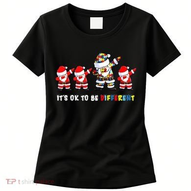 Autism Awareness Christmas It's Ok To Be Different Santa Women's T-Shirt