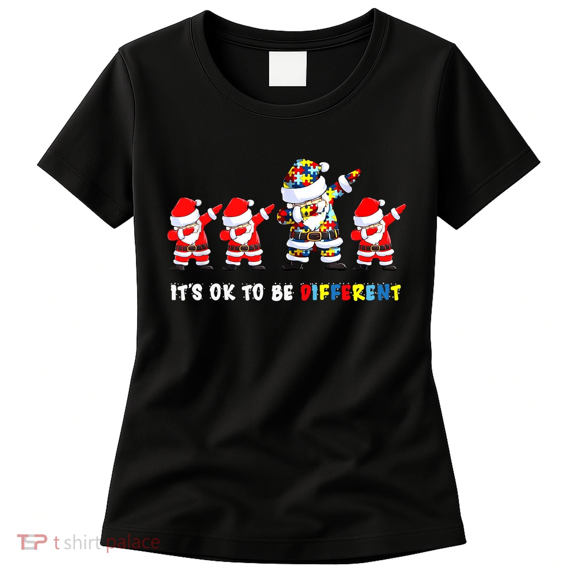 Autism Awareness Christmas It's Ok To Be Different Santa Women's T-Shirt