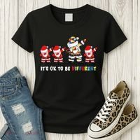 Autism Awareness Christmas It's Ok To Be Different Santa Women's T-Shirt thumb 3