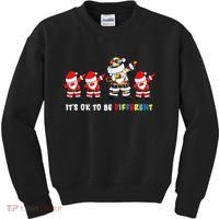 Autism Awareness Christmas It's Ok To Be Different Santa Kids Sweatshirt thumb 0