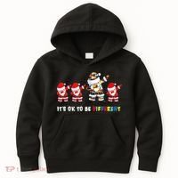 Autism Awareness Christmas It's Ok To Be Different Santa Kids Hoodie thumb 0