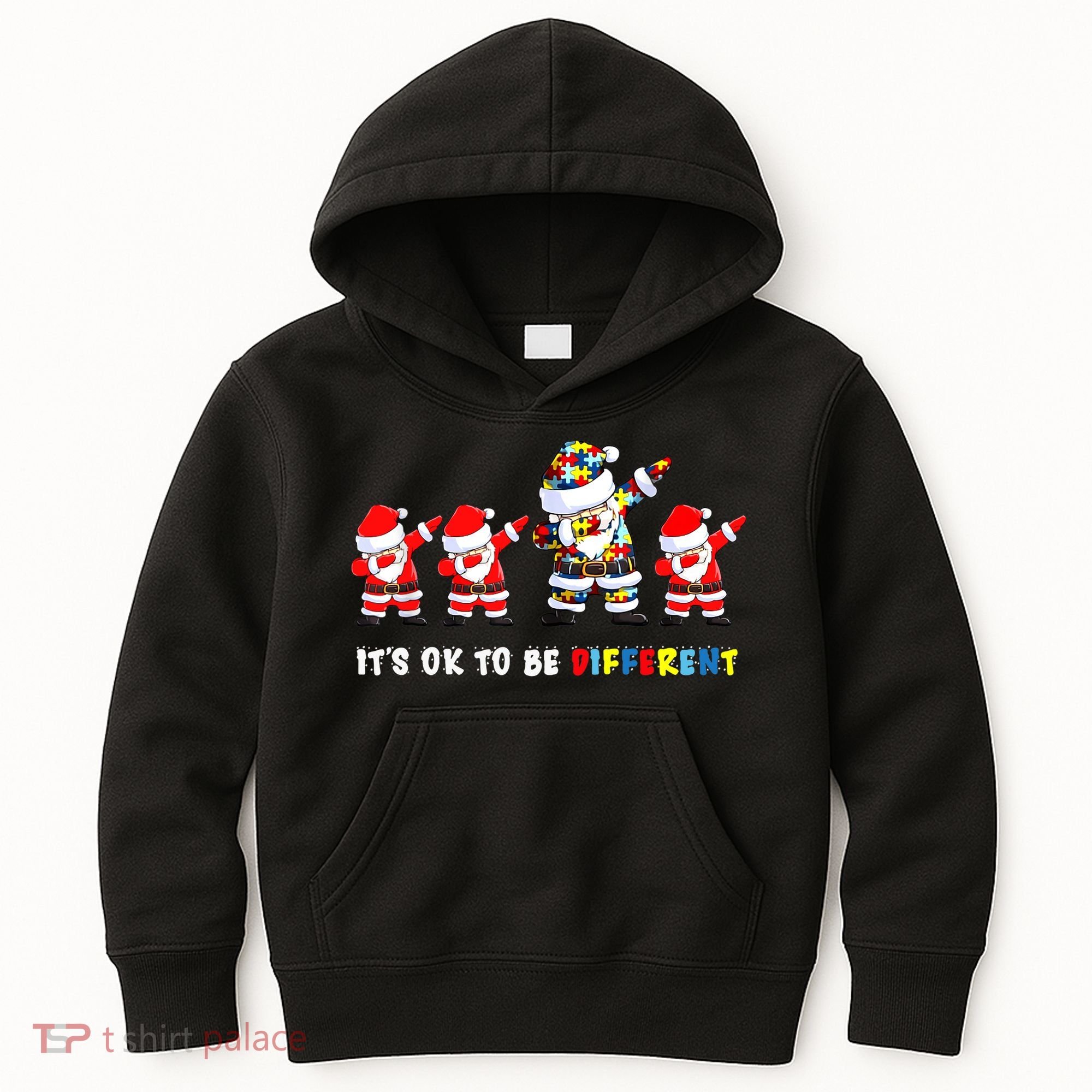 Autism Awareness Christmas It's Ok To Be Different Santa Kids Hoodie