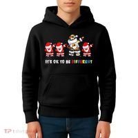 Autism Awareness Christmas It's Ok To Be Different Santa Kids Hoodie thumb 4