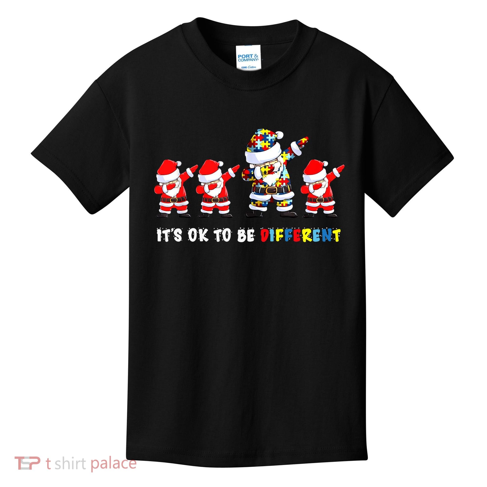 Autism Awareness Christmas It's Ok To Be Different Santa Kids T-Shirt