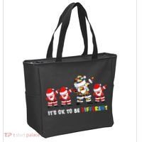 Autism Awareness Christmas It's Ok To Be Different Santa Tote Bag thumb 2