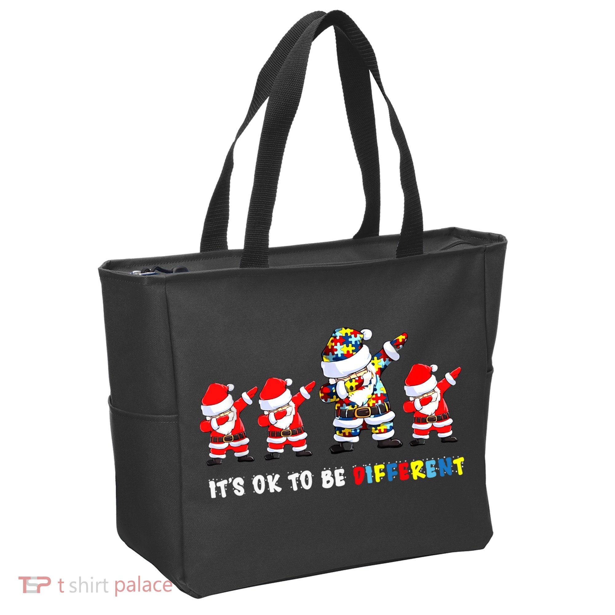 Autism Awareness Christmas It's Ok To Be Different Santa Tote Bag