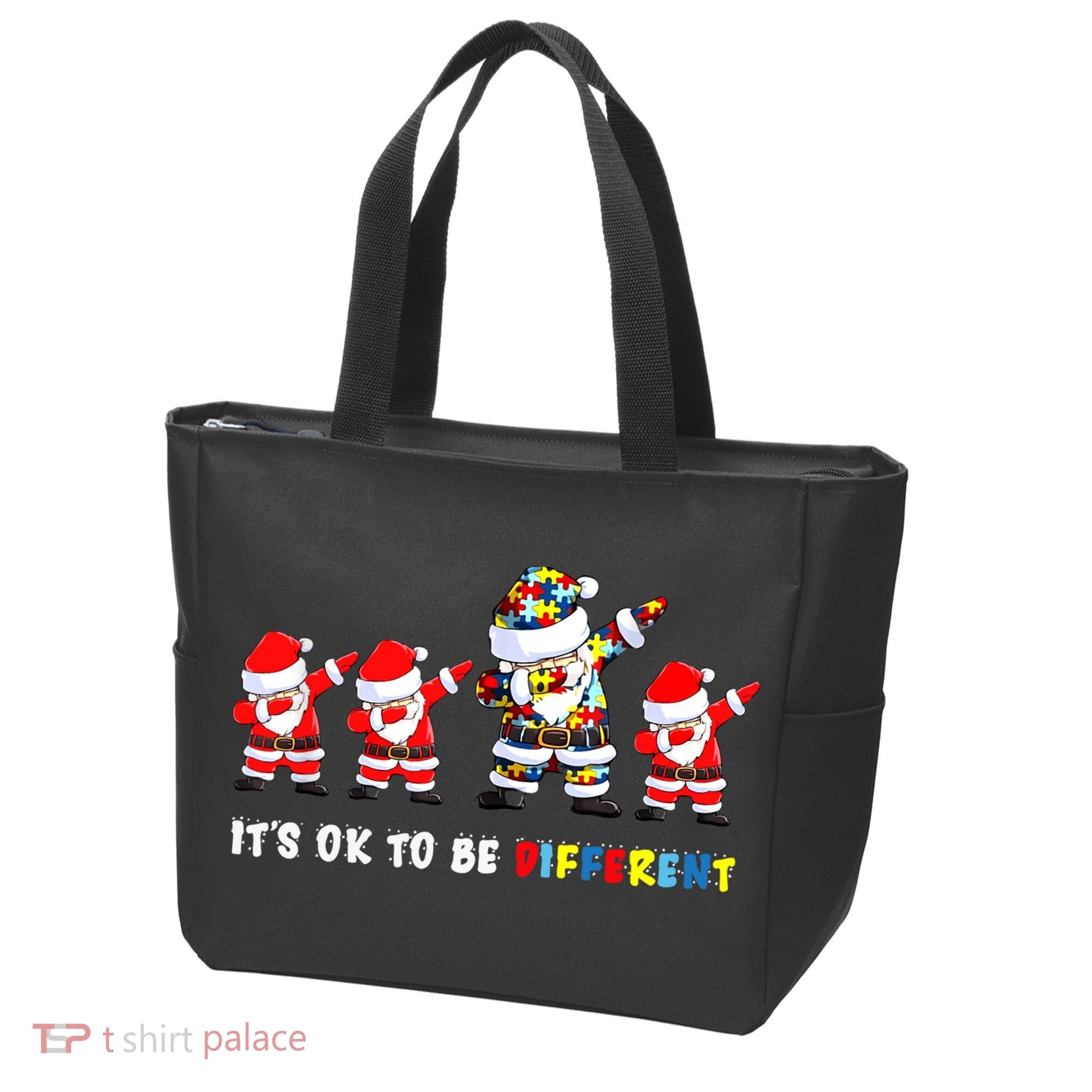 Autism Awareness Christmas It's Ok To Be Different Santa Tote Bag