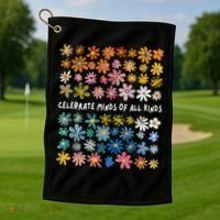 Autism Awareness Celebrate Minds Of All Kinds Wildflower Golf Towel thumb 1