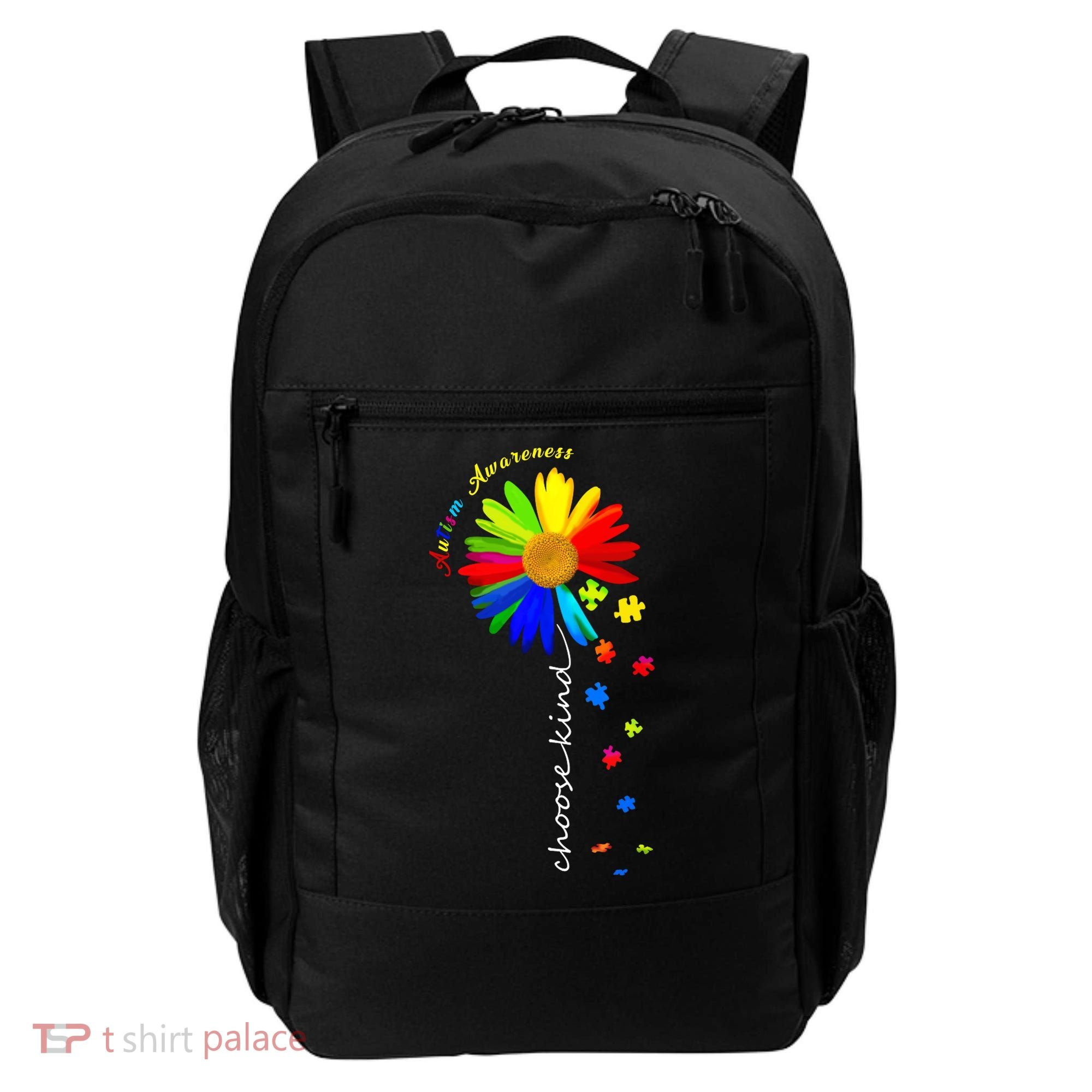 Autism Awareness Choose Kind Sunflower Puzzle Backpack