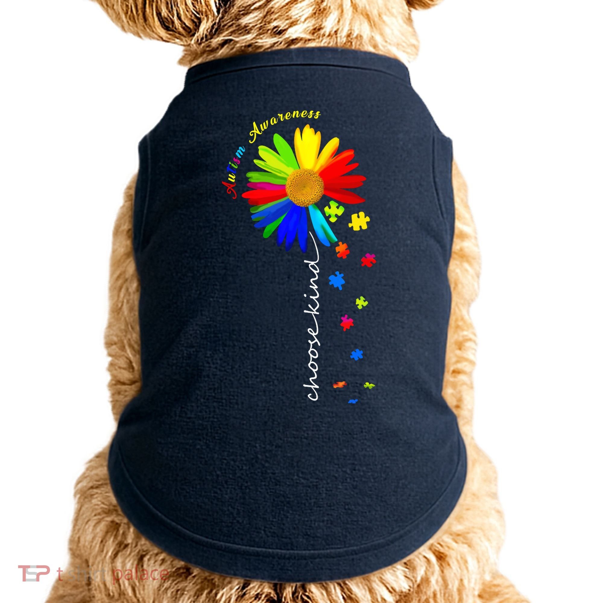 Autism Awareness Choose Kind Sunflower Puzzle Doggie Tank