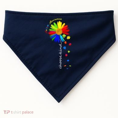 Autism Awareness Choose Kind Sunflower Puzzle USA-Made Doggie Bandana