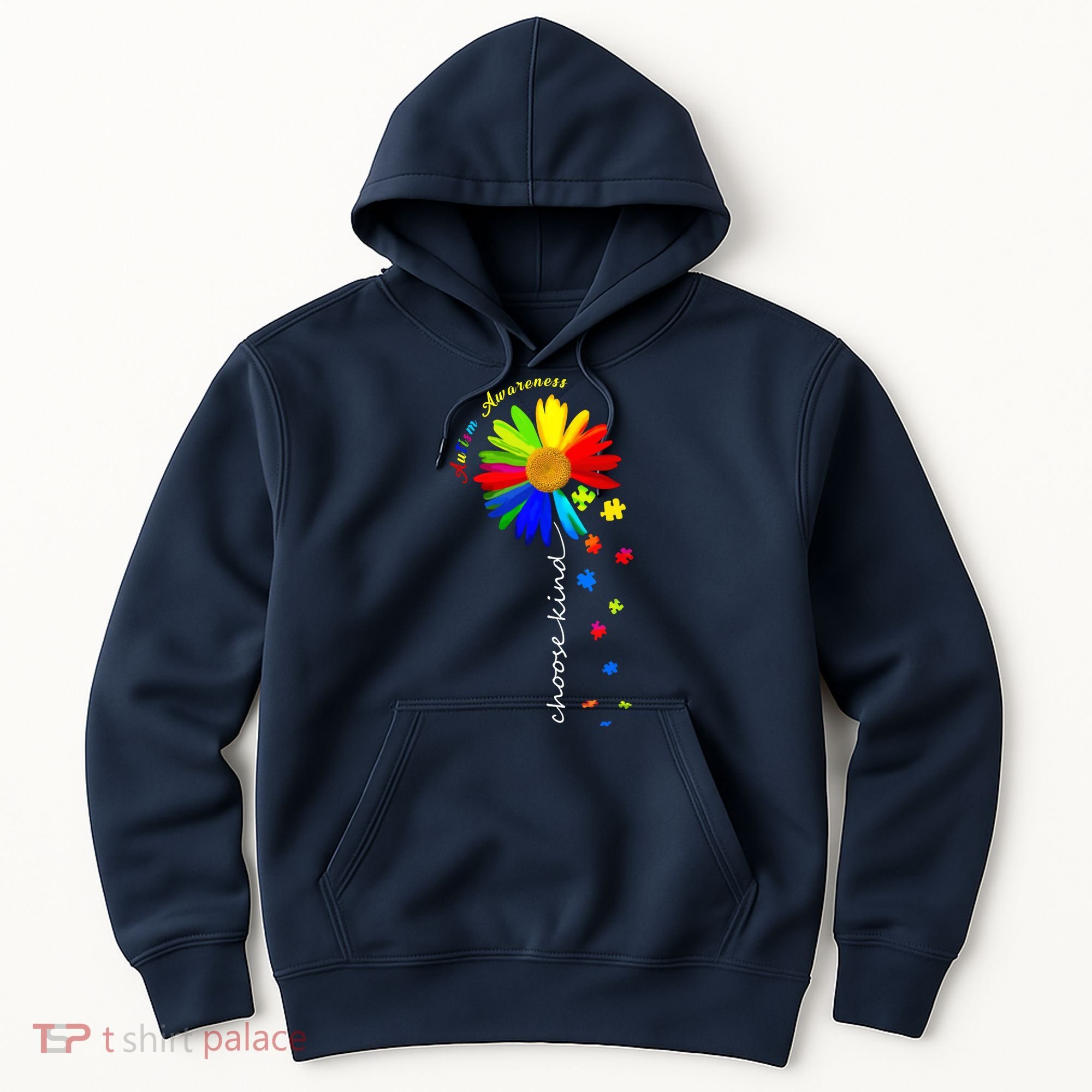 Autism Awareness Choose Kind Sunflower Puzzle Hoodie