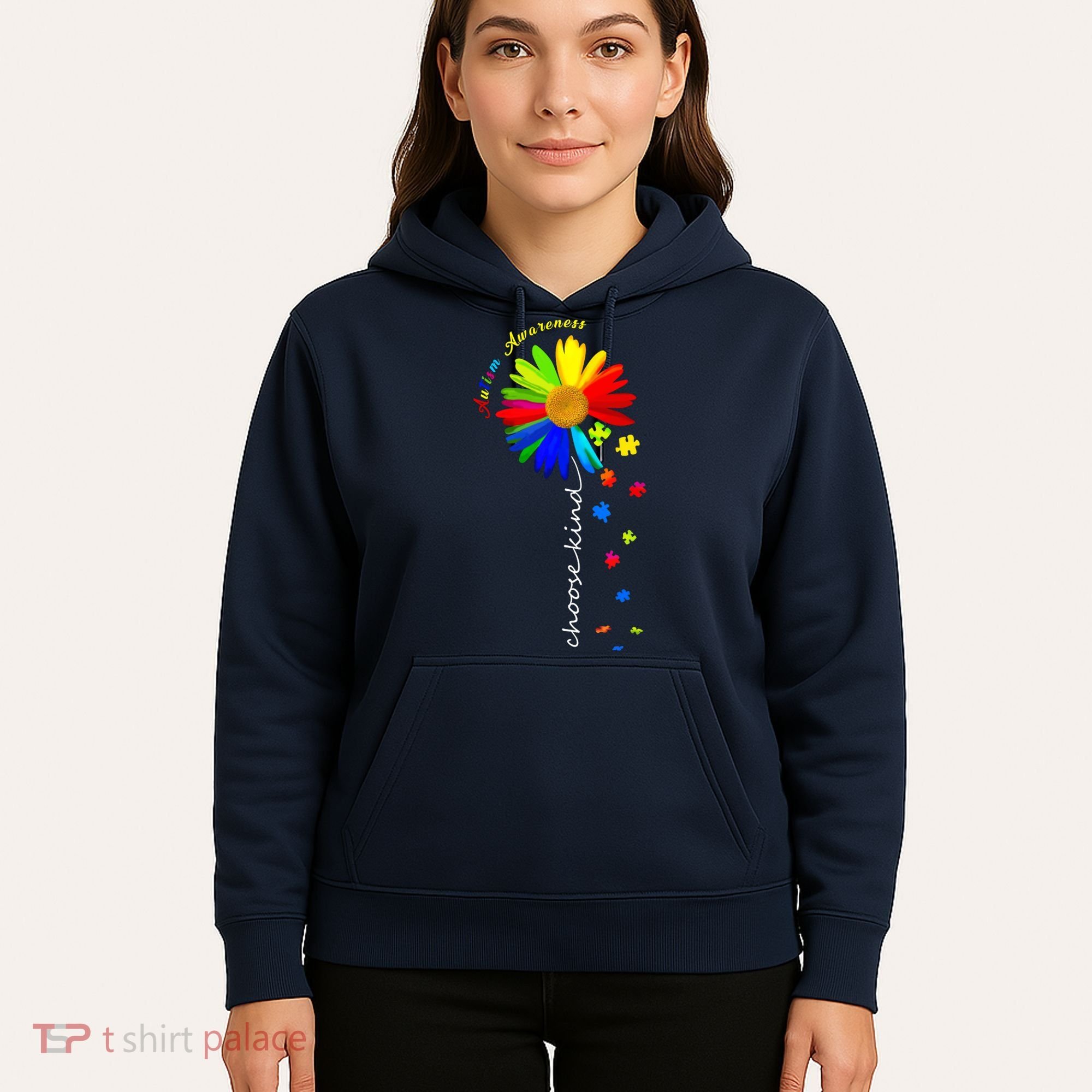 Autism Awareness Choose Kind Sunflower Puzzle Hoodie
