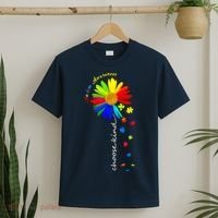 Autism Awareness Choose Kind Sunflower Puzzle T-Shirt thumb 2