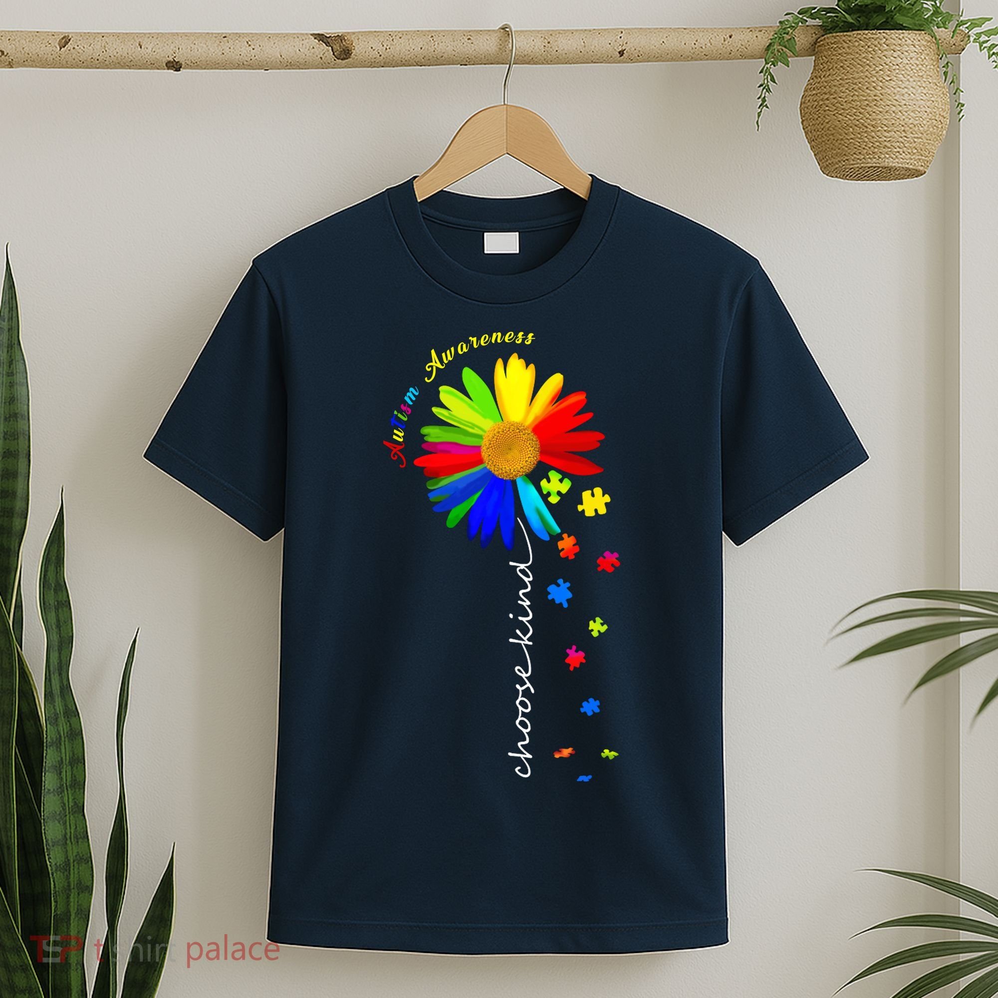 Autism Awareness Choose Kind Sunflower Puzzle T-Shirt